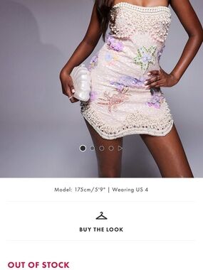 ASOS Pearl-Embellished Strapless Mini Dress in Light Pink